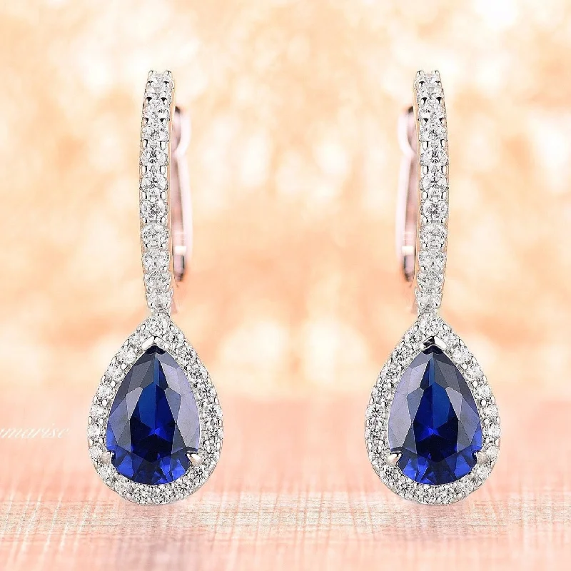 women's earrings with luxurious gemstones -Vera Sapphire Earrings- Sterling Silver