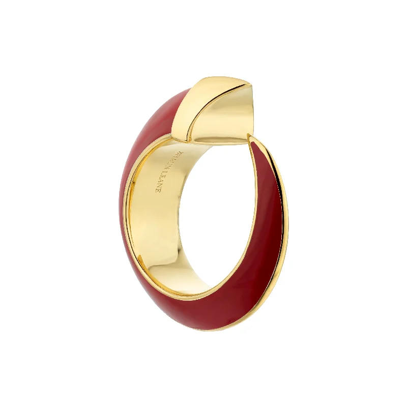 women's rings with engraved details -Sabre Solis Ring - Yellow Gold Vermeil & Sienna Ceramic