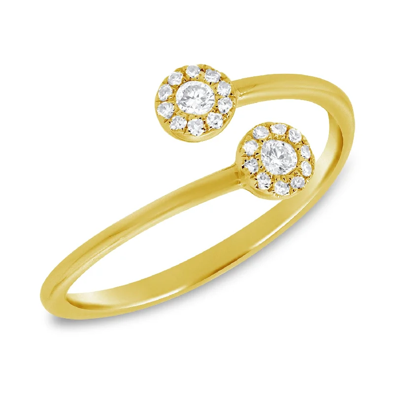 women's engagement rings with dual stone setting -14K Gold Illusion Set Diamond Open & Wrap Ring