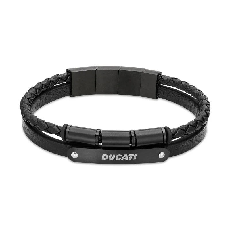 women's bracelets with stackable bands -Men Coraggio Black Bracelet