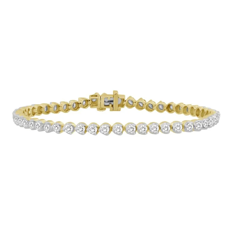 women's bracelets with open design -LADIES BRACELET 3.00CT ROUND DIAMOND 14K YELLOW GOLD (SI QUALITY)