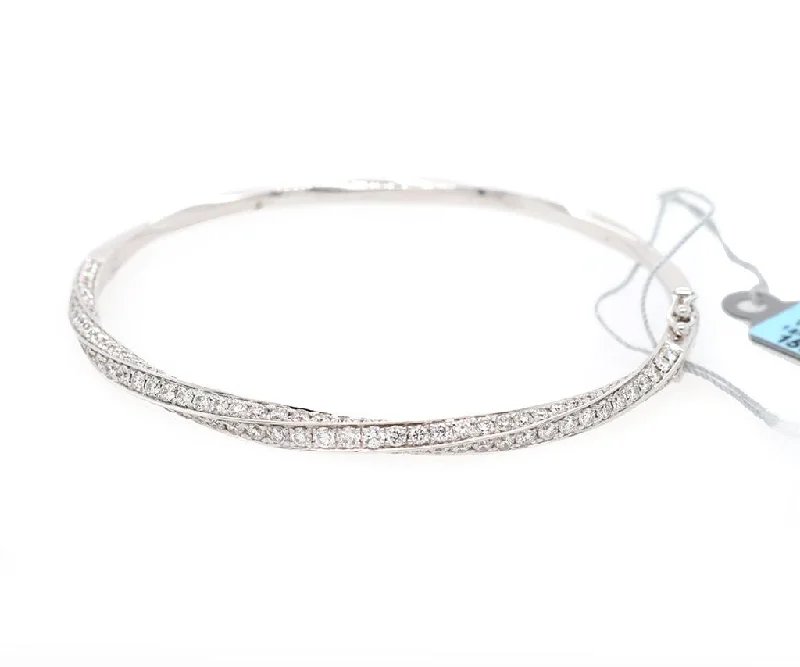 women's bracelets with open design -New 2.38ctw Diamond Twist Bangle Bracelet in 18K