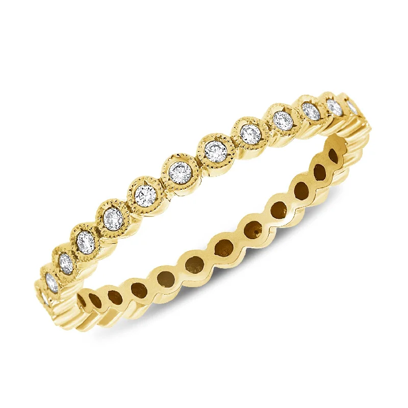 women's engagement rings diamond -Delicate Milgrain Diamond Eternity Ring in 14K Gold