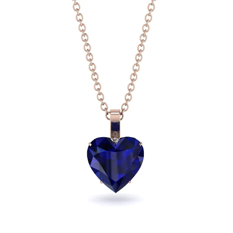 women's necklaces with custom engraving -Heart Sapphire Necklace - Noelle No. 14