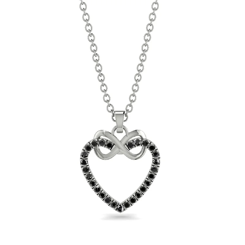 women's necklaces with sparkling diamonds -Infinity Heart Black Diamond Necklace - Mollie No. 9