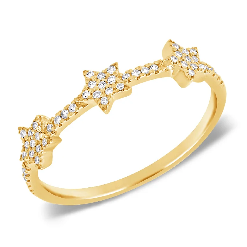 women's engagement rings with large center stone -Unique Diamond Star Ring made in 14K Gold