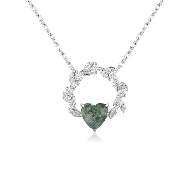 women's necklaces with vintage charm -Heart’s Desire Moss Agate Necklace©