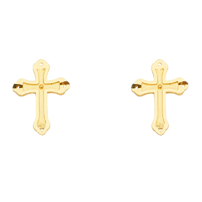 women's earrings with dangle design -14K Cross Earrings