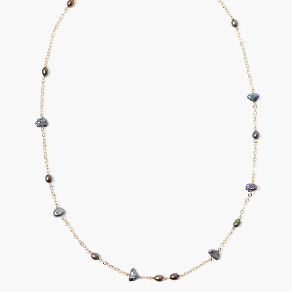 women's necklaces with emerald -Free-form Pearl Necklace in Peacock