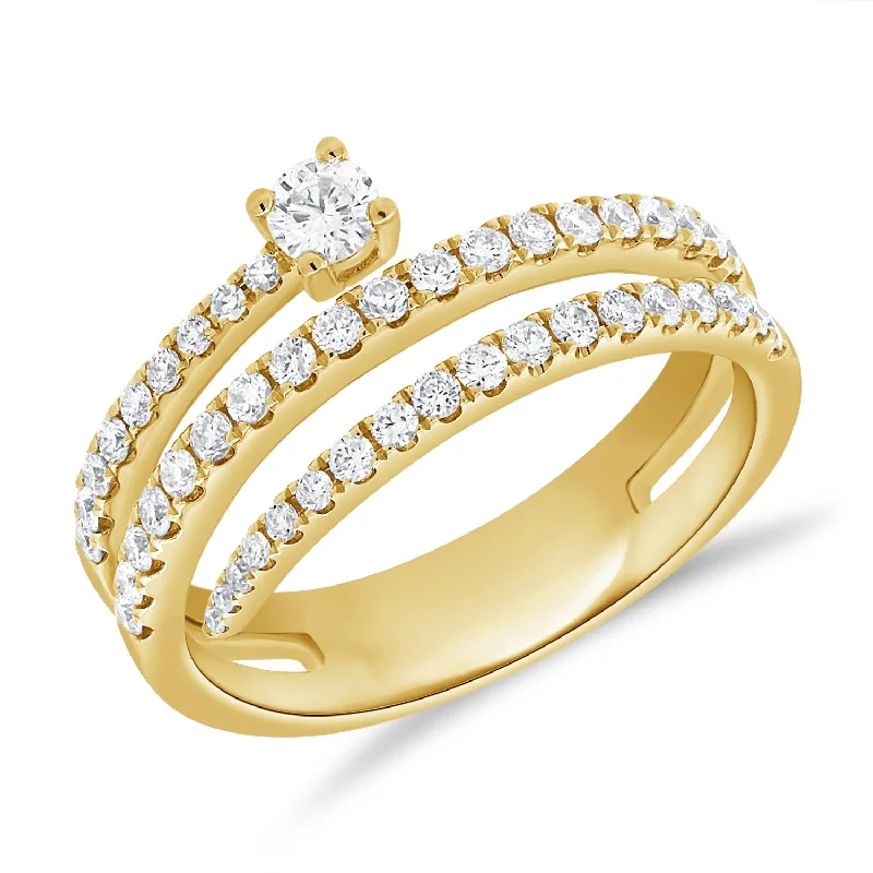 women's engagement rings with split band -Classic Diamond Open & Wrap Ring