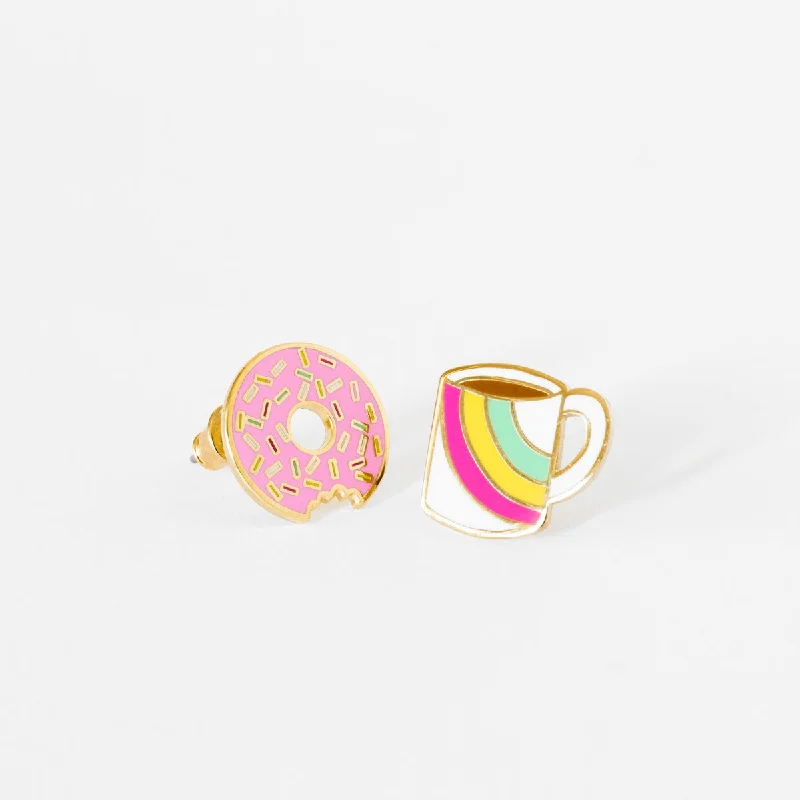 women's earrings with square-cut stones -Coffee & Donut Earrings