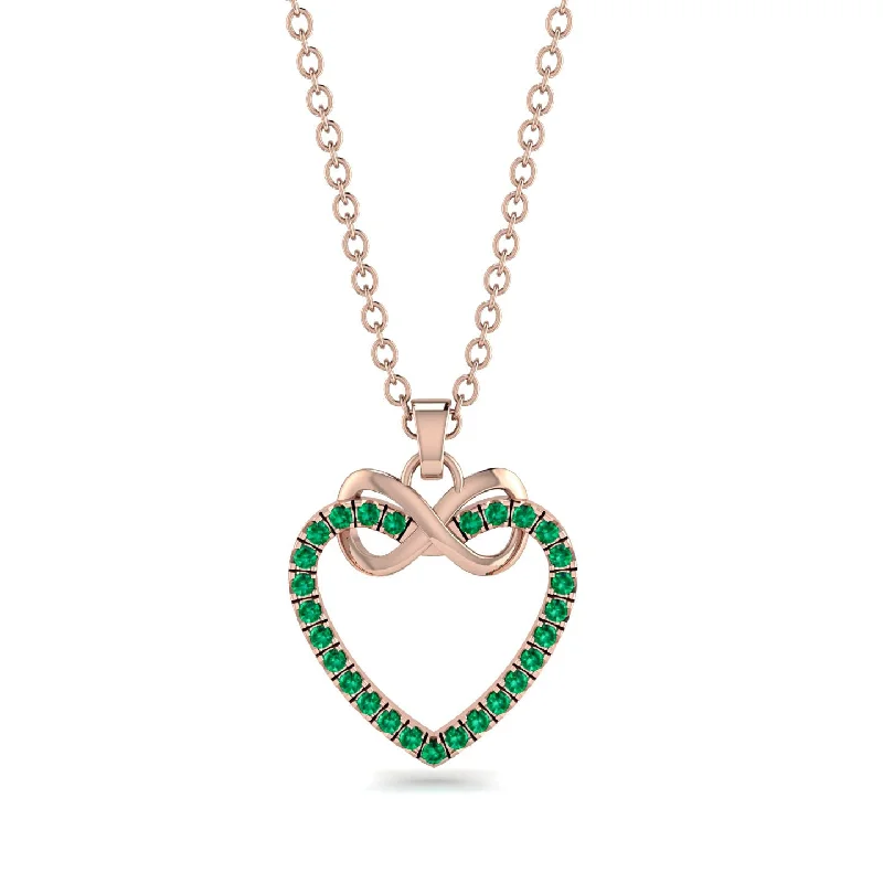 women's necklaces with pave diamonds -Infinity Heart Emerald Necklace - Mollie No. 5