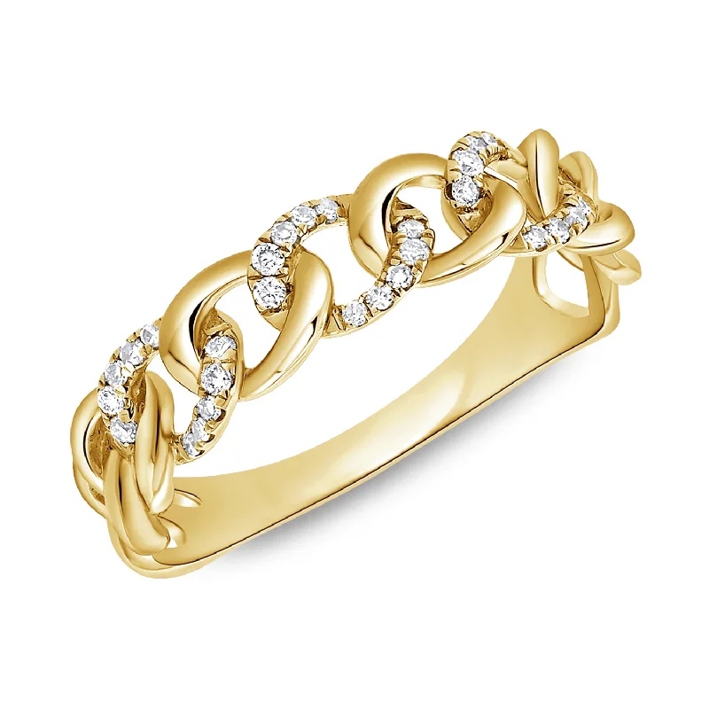 women's engagement rings with carved details -Diamond Designer Link Chain Ring