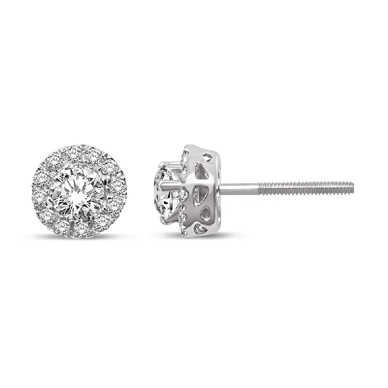 women's earrings with square-cut stones -14K White Gold 1 2/5 Ct.Tw. Diamond Stud Earrings