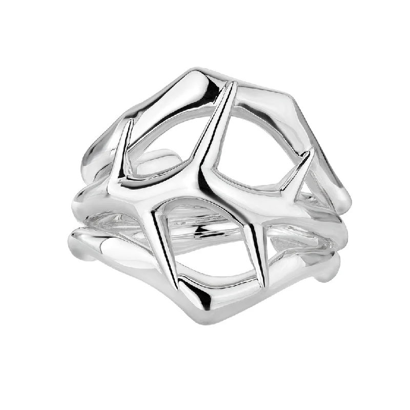 women's rings with band in silver -Blackthorn Triple Ring - Silver