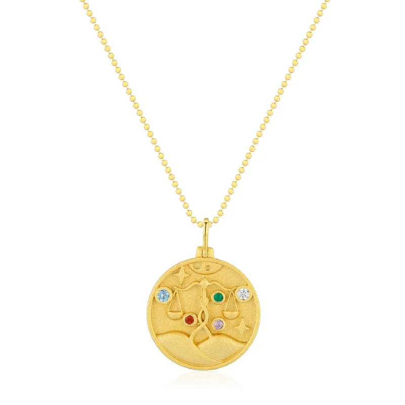 women's necklaces gold -Libra Zodiac Mantra Necklace