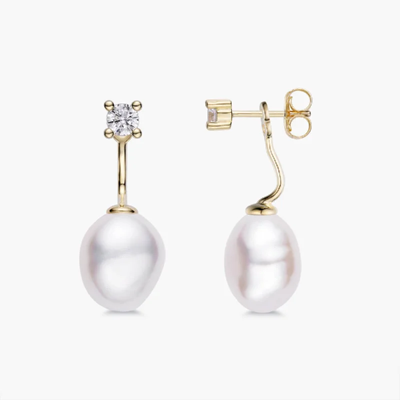 women's earrings with heart-shaped pearls -Pearl Ear Jacket - Baroque