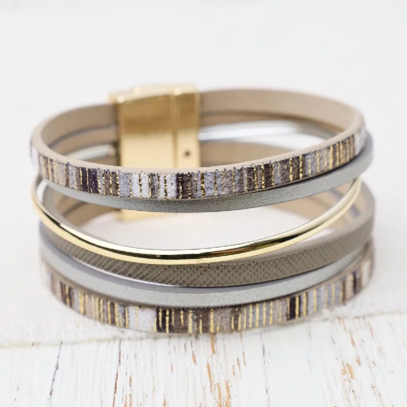 women's bracelets with charm collection -Shiny Gold Metallic Print Bracelet