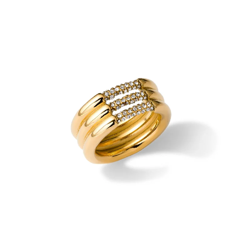 women's rings with double stone -Nilea ring gold