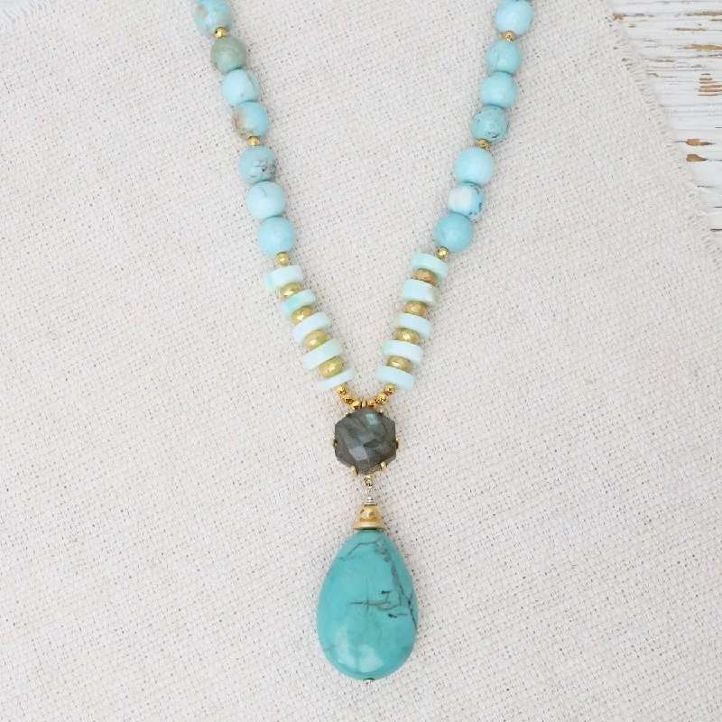 women's necklaces with birthstone -Turquoise Pendant Necklace