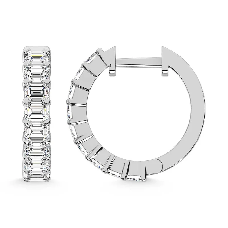 women's earrings with floral design -14K White Gold Lab Grown Diamond 1 1/2 Ct.Tw. Hoop Earrings