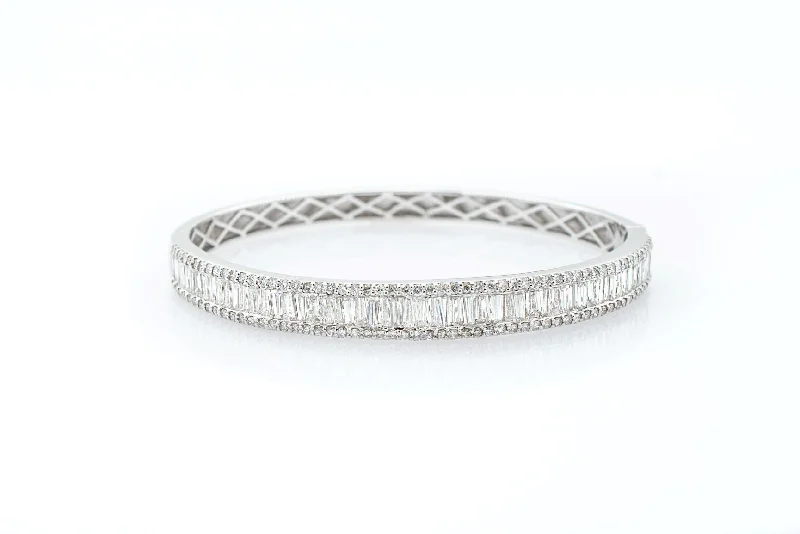 women's bracelets with adjustable size -4.5 ct Baguette Diamond Bangle Bracelet 18k