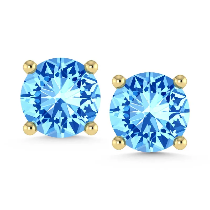 women's earrings with classic studs -14K Yellow Gold Lab Grown Blue Diamond 1 1/2 Ct.Tw. Stud Earrings