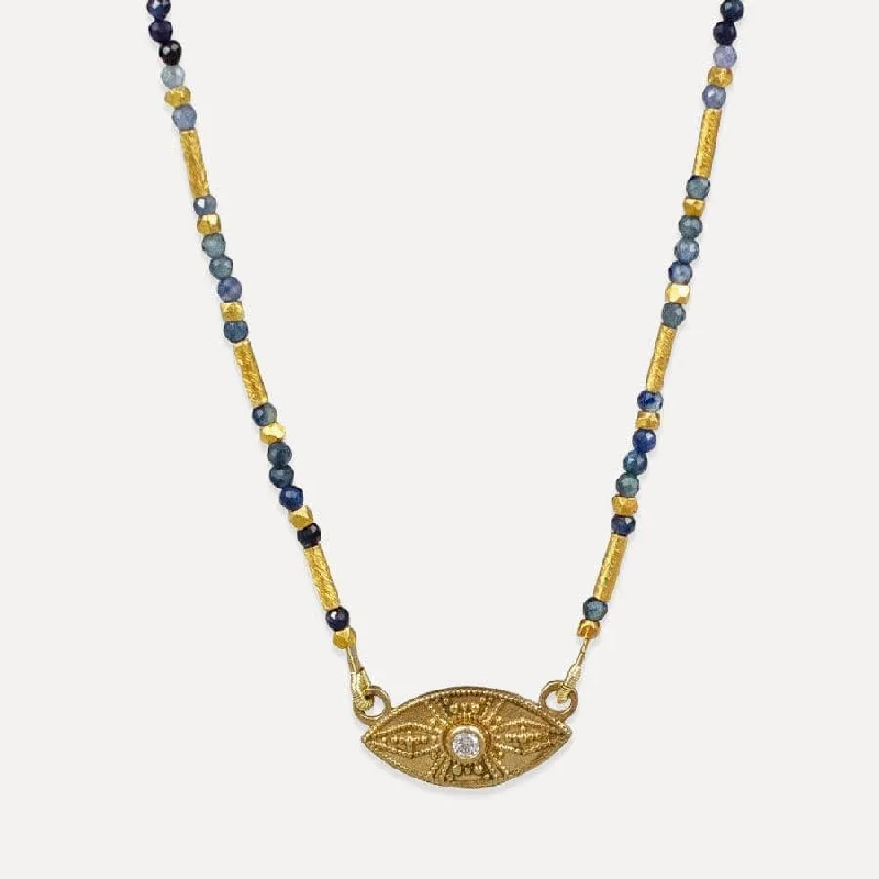 women's necklaces with boho design -Blue Sapphire Ajna Necklace