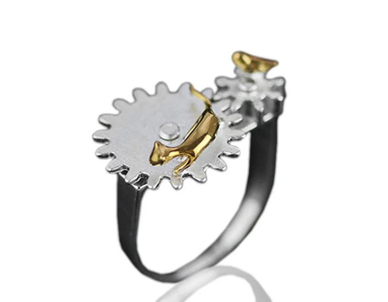 women's rings with infinity symbol -Bird & Cat Gear Ring