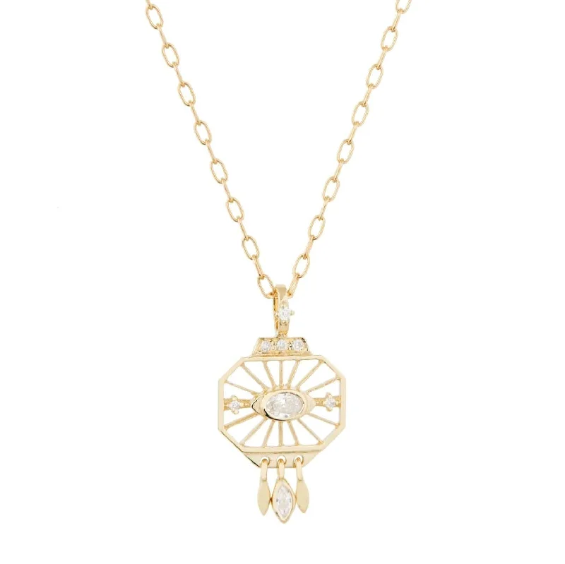 women's necklaces with delicate pearls -Dream Maker Open Eye Diamond Octagonal Pendant Necklace