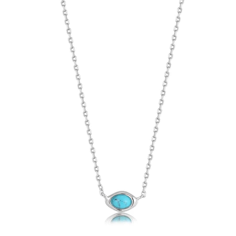 women's necklaces with beaded design -Silver Turquoise Wave Necklace