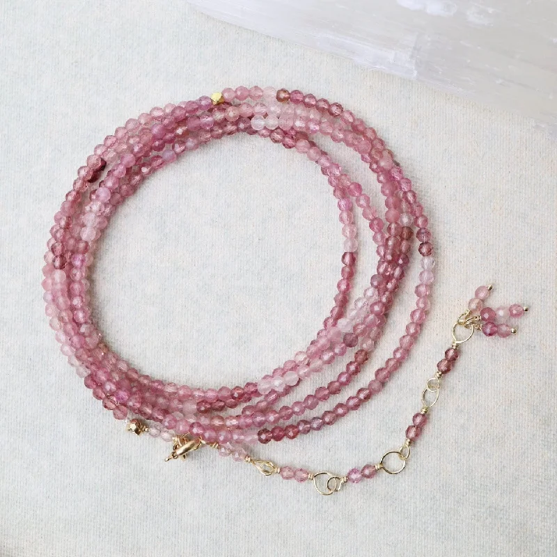 women's necklaces with double pendant -14k Pink Tourmaline Wrap Bracelet & Necklace