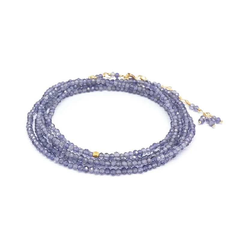 women's necklaces with moon-shaped pendant -14k Iolite Wrap Bracelet & Necklace with 18K Hex Bead