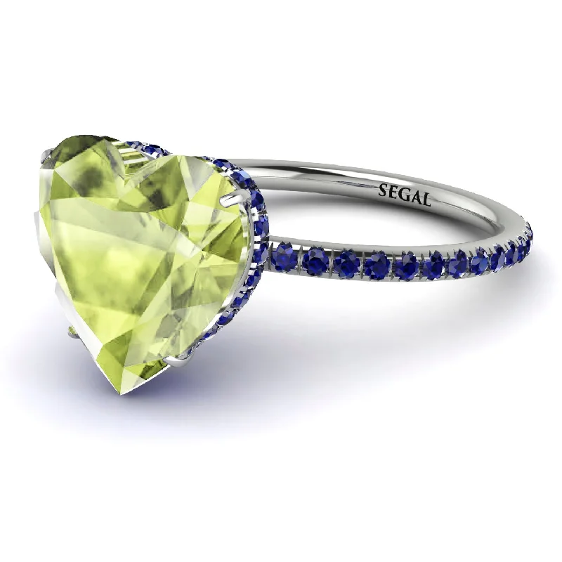 women's engagement rings with split shank -Heart Shape Peridot Ring - Noelle No. 715