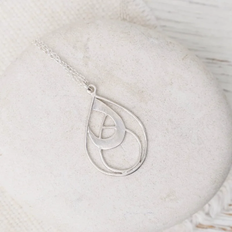 women's necklaces with engraved pendant -Petite Teardrop Tree Silhouette Necklace