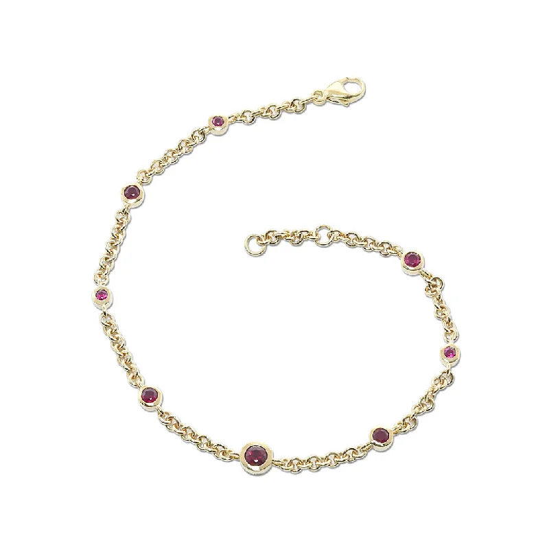 women's bracelets with modern bangle -Graduated Ruby Round Link Bracelet