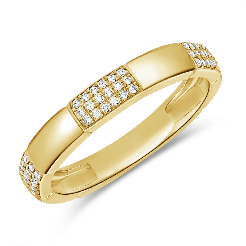 women's engagement rings with diamond-encrusted band -Modern 14K Gold Diamond Band Ring