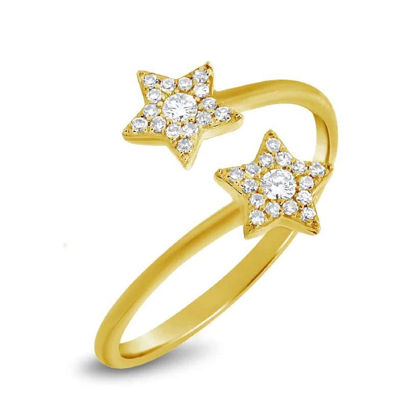 women's engagement rings with twist design -Dazzling Twin Diamond Star Ring