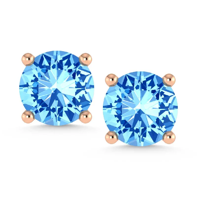 women's earrings with layered design -14K Rose Gold Lab Grown Blue Diamond 1/3 Ct.Tw. Stud Earrings