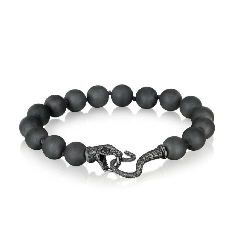 women's bracelets with delicate design -Hematite Serpent Bracelet