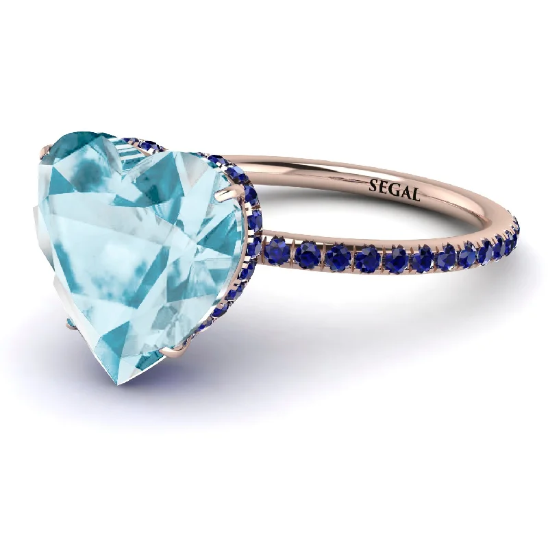 women's engagement rings with elegant setting -Heart Shape Aquamarine Ring - Noelle No. 414