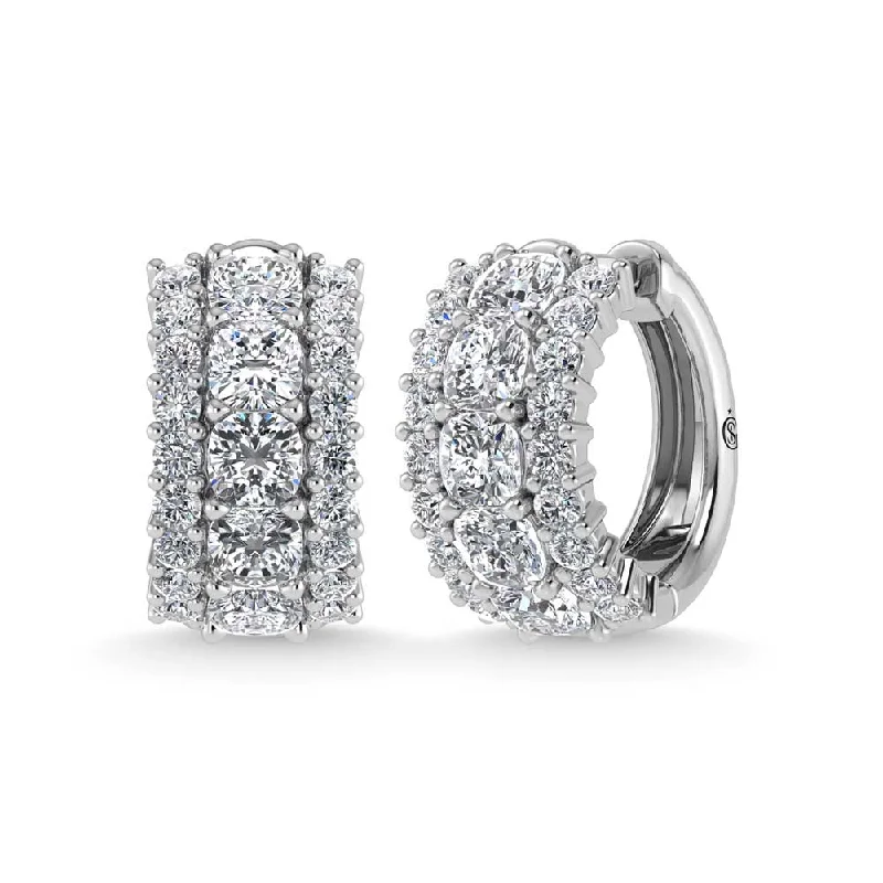 women's earrings with cubic zirconia stones -14K White Gold Lab Grown Diamond 5 1/4 Ct.Tw. Huggies Earrings