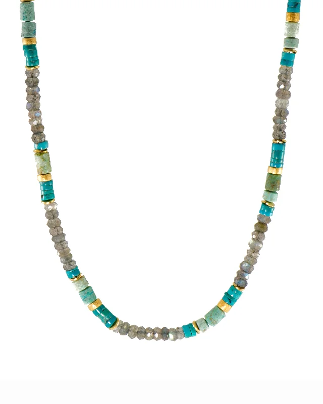 women's bracelets gold -Turquoise, Labradorite and Chrysocolla 5mm Necklace and Bracelet 24K Fair Trade Gold Vermeil