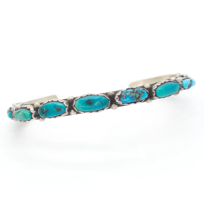 women's bracelets with colorful stones -Hallmark RS Navajo Handmade Sterling Silver Turquoise Cuff Bracelet