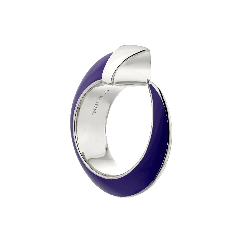 women's rings with twisted gold band -Sabre Solis Ring - Silver & Atlantic Ceramic