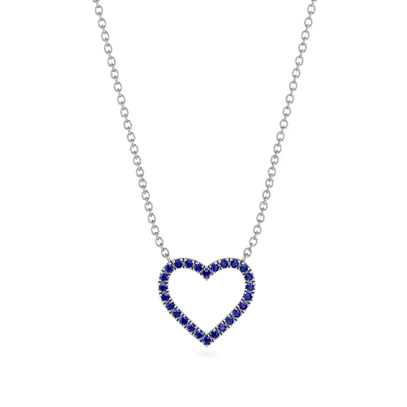 women's necklaces with custom engraving -Heart Shaped Sapphire Necklace - Marie No. 15