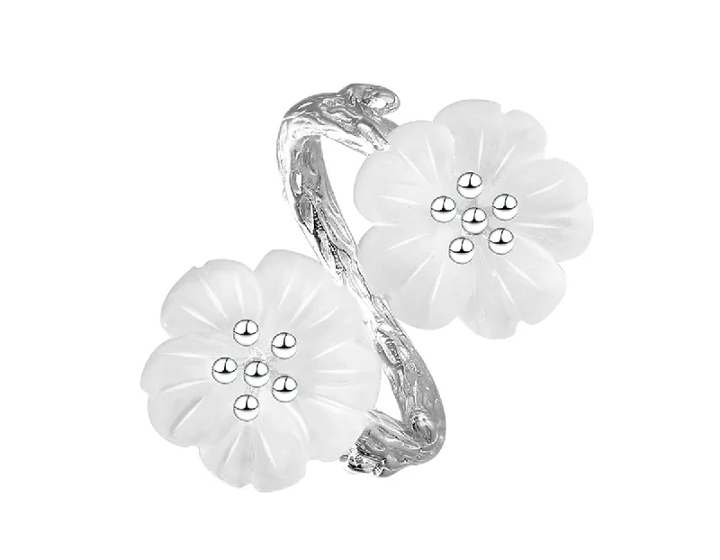 women's rings with thick band -Flower in the Rain Ring II