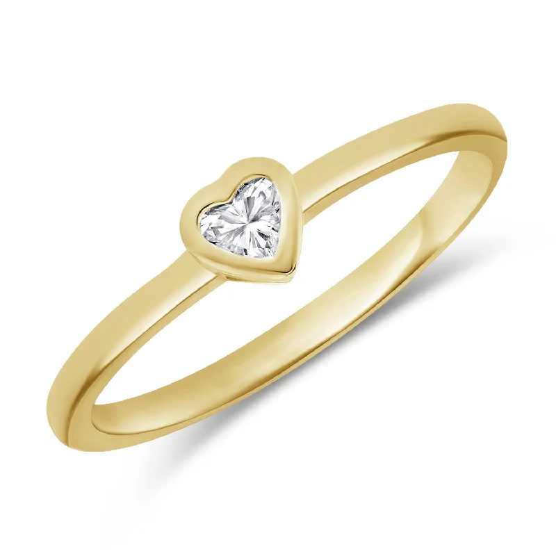 women's engagement rings with cushion halo -14K Gold Heart Shaped Diamond Solitaire Ring