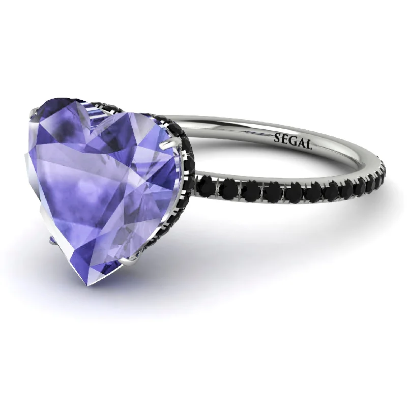 women's engagement rings with wide band -Heart Shape Tanzanite Ring - Noelle No. 209