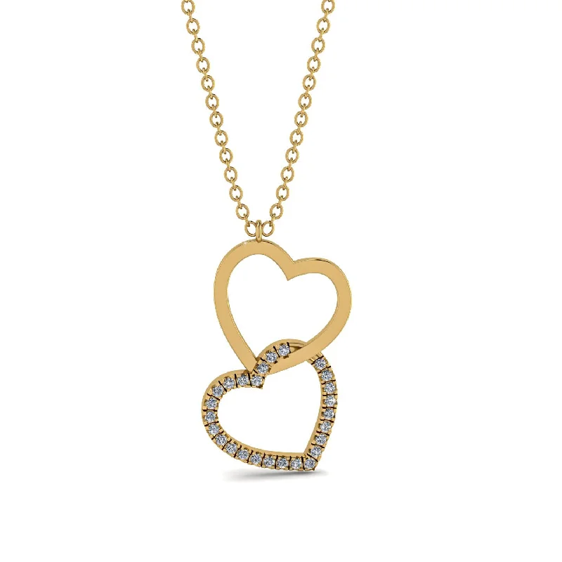 women's necklaces with moon-shaped pendant -Interlocked Hearts Diamond Necklace - Wendy No. 1